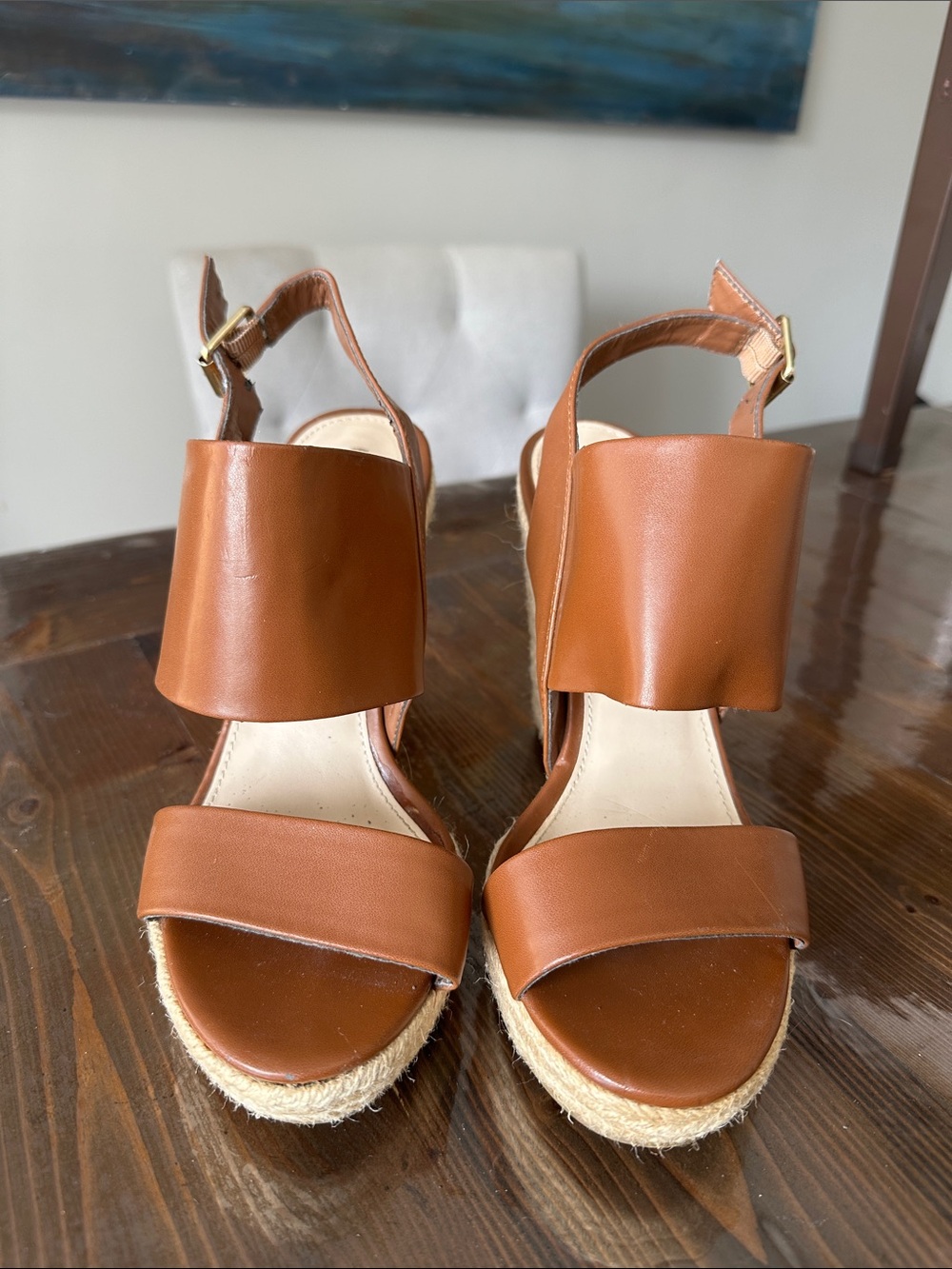 Forever 21 Tan Platform Espadrille Wedge Sandals